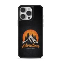 Retro pine adventure calling sunset iPhone 16 Pro Max Black Case