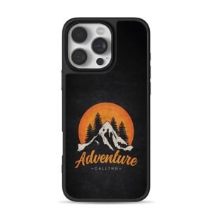 Retro pine adventure calling sunset iPhone 16 Pro Max Black Case