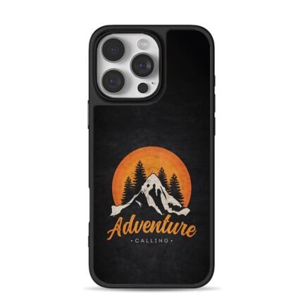 Retro pine adventure calling sunset iPhone 16 Pro Max Black Case