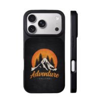Retro pine adventure calling sunset iPhone 17 Pro Max Black Case
