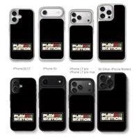 Retro PlayStation colored PS logo Chris Brown Phone Case Black Electroplated Silver For Iphone 11 To 17