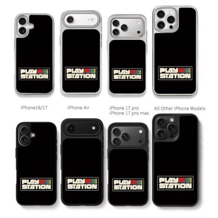 Retro PlayStation colored PS logo Chris Brown Phone Case Black Electroplated Silver For Iphone 11 To 17