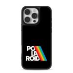 Retro Polaroid rainbow stripe logo iPhone 16 Pro Max Black Case