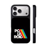 Retro Polaroid rainbow stripe logo iPhone 17 Pro Max Black Case