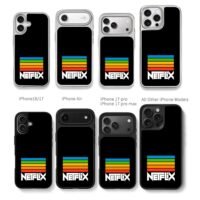 Retro rainbow stripes over Netflix Chris Brown Phone Case Black Electroplated Silver For Iphone 11 To 17
