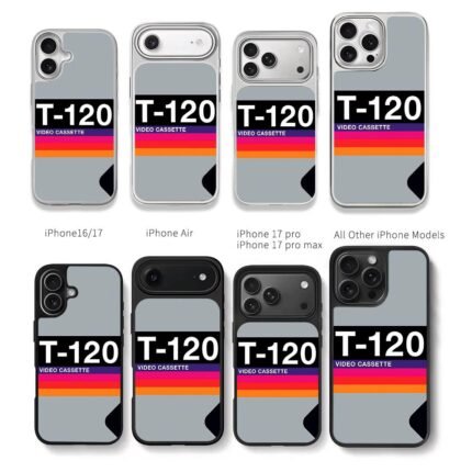 Retro T120 video cassette stripes Chris Brown Phone Case Black Electroplated Silver For Iphone 11 To 17
