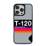 Retro T120 video cassette stripes iPhone 16 Pro Max Black Case