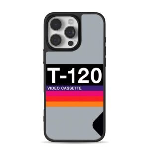 Retro T120 video cassette stripes iPhone 16 Pro Max Black Case
