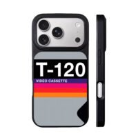 Retro T120 video cassette stripes iPhone 17 Pro Max Black Case