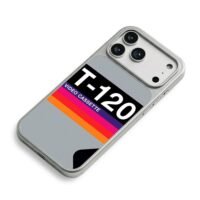 Retro T120 video cassette stripes iPhone 17 Pro Max Electroplated Silver Case2