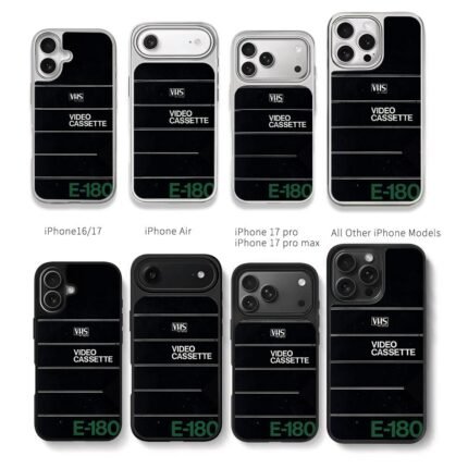 Retro VHS E180 video cassette art Chris Brown Phone Case Black Electroplated Silver For Iphone 11 To 17