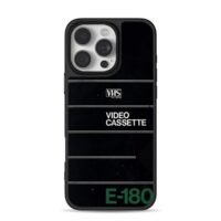 Retro VHS E180 video cassette art iPhone 16 Pro Max Black Case