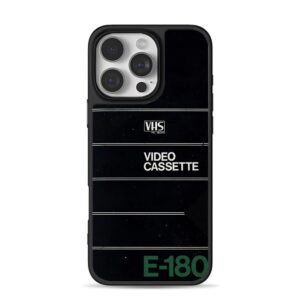 Retro VHS E180 video cassette art iPhone 16 Pro Max Black Case