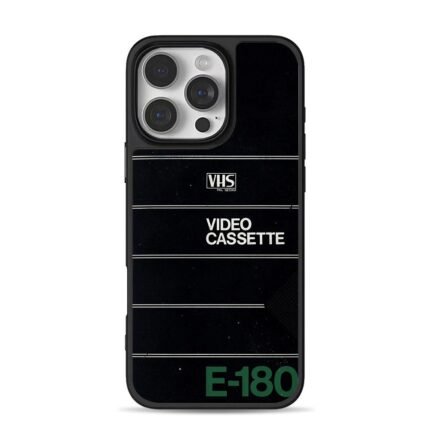 Retro VHS E180 video cassette art iPhone 16 Pro Max Black Case