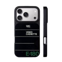 Retro VHS E180 video cassette art iPhone 17 Pro Max Black Case