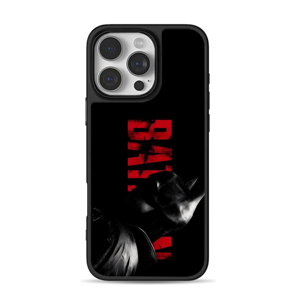Reversed red BAT text Batman black iPhone 16 Pro Max Black Case Reversed red BAT text Batman black iPhone 16 Pro Max Black Case