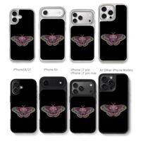 Rhinestone embellished colorful moth Chris Brown Phone Case Black Electroplated Silver For Iphone 11 To 17
