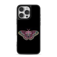 Rhinestone embellished colorful moth iPhone 16 Pro Max Black Case