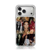 Rihanna collage RIHANNA gold text iPhone 17 Pro Max Electroplated Silver Case1