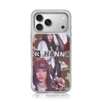 Rihanna Fenty collage with roses iPhone 17 Pro Max Electroplated Silver Case1