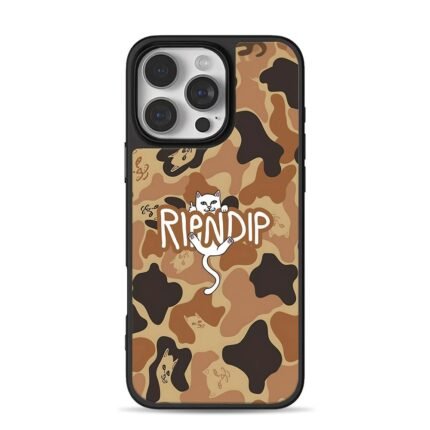 Ripndip cat middle finger camo iPhone 16 Pro Max Black Case