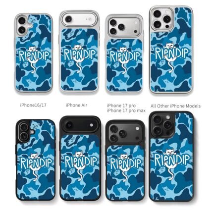 RIPNDIP middle finger cat camo Chris Brown Phone Case Black Electroplated Silver For Iphone 11 To 17