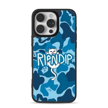 RIPNDIP middle finger cat camo iPhone 16 Pro Max Black Case