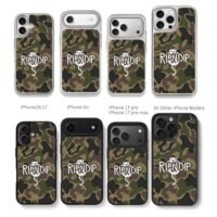 Ripndip middle finger cat on camo Chris Brown Phone Case Black Electroplated Silver For Iphone 11 To 17