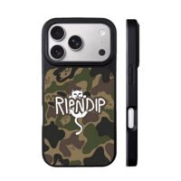 Ripndip middle finger cat on camo iPhone 17 Pro Max Black Case