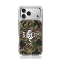 Ripndip middle finger cat on camo iPhone 17 Pro Max Electroplated Silver Case1
