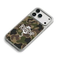 Ripndip middle finger cat on camo iPhone 17 Pro Max Electroplated Silver Case2