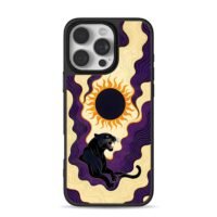 Roaring black panther solar eclipse iPhone 16 Pro Max Black Case