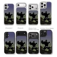 Roaring Hulk silhouette with debris Chris Brown Phone Case Black Electroplated Silver For Iphone 11 To 17