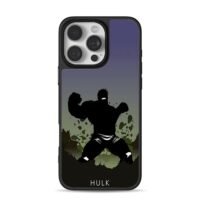 Roaring Hulk silhouette with debris iPhone 16 Pro Max Black Case