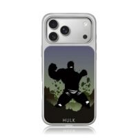 Roaring Hulk silhouette with debris iPhone 17 Pro Max Electroplated Silver Case1
