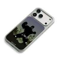 Roaring Hulk silhouette with debris iPhone 17 Pro Max Electroplated Silver Case2