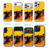 Roaring Kong KONG splatter art yellow Chris Brown Phone Case Black Electroplated Silver For Iphone 11 To 17