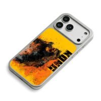 Roaring Kong KONG splatter art yellow iPhone 17 Pro Max Electroplated Silver Case2