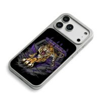 Roaring tiger at Tiger Stadium iPhone 17 Pro Max Electroplated Silver Case2