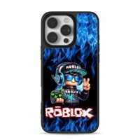 Roblox avatar gamepad blue flames iPhone 16 Pro Max Black Case