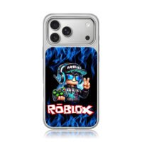 Roblox avatar gamepad blue flames iPhone 17 Pro Max Electroplated Silver Case1