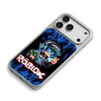 Roblox avatar gamepad blue flames iPhone 17 Pro Max Electroplated Silver Case2