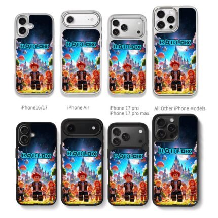 Roblox blocky avatars fantasy castle scene Chris Brown Phone Case Black Electroplated Silver For Iphone 11 To 17