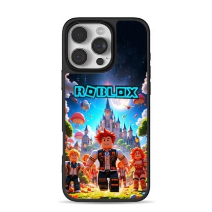 Roblox blocky avatars fantasy castle scene iPhone 16 Pro Max Black Case