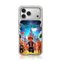 Roblox blocky avatars fantasy castle scene iPhone 17 Pro Max Electroplated Silver Case1