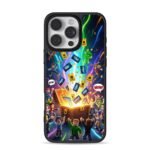Roblox chars cheer Robux from chest iPhone 16 Pro Max Black Case