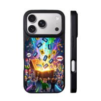 Roblox chars cheer Robux from chest iPhone 17 Pro Max Black Case