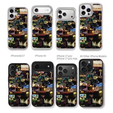 Roblox Evade game character collage Chris Brown Phone Case Black Electroplated Silver For Iphone 11 To 17