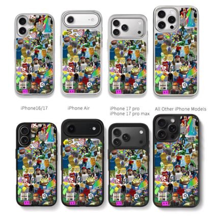 Roblox game meme sticker collage Chris Brown Phone Case Black Electroplated Silver For Iphone 11 To 17