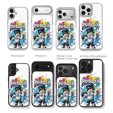 Roblox gamer with controller peace Chris Brown Phone Case Black Electroplated Silver For Iphone 11 To 17